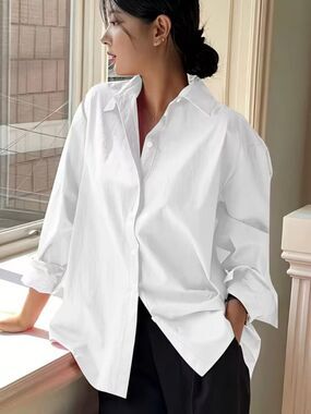 NWT-Classic White Button-Up Shirt Elegant, Business Casual, Long Sleeve